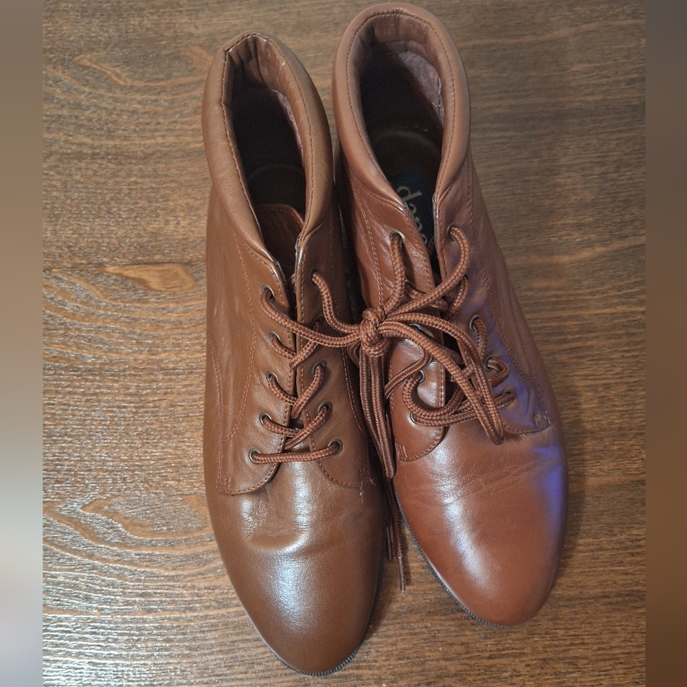 Danexx Brown Leather Ankle Lace Up Women's Boots Size 7M - Picture 5 of 7